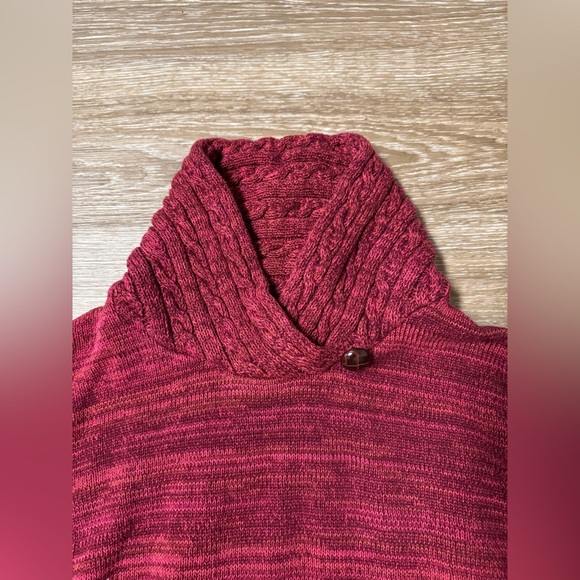 Jeanne Pierre Cowl Neck Sweater 100% Cotton Sz L Decorative Button on Neck EUC - Picture 2 of 8